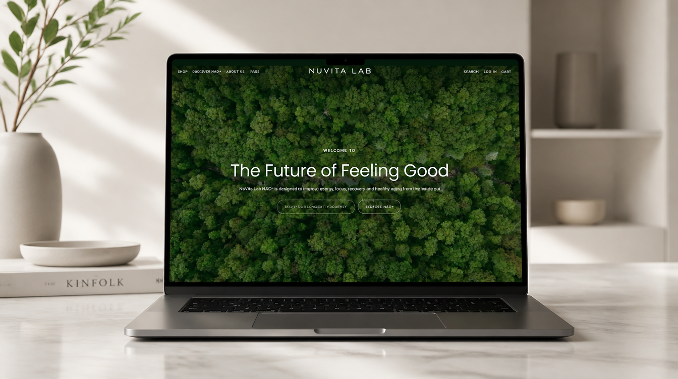 NuVita Lab homepage on a laptop